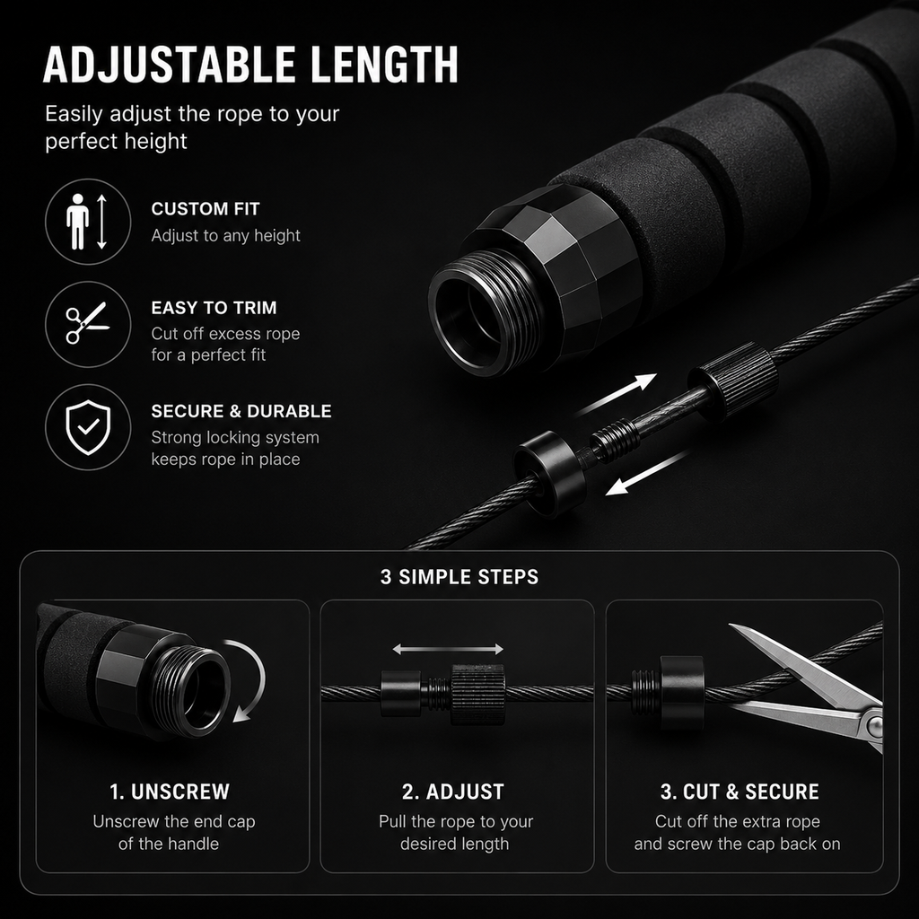 4RM Adjustable Speed Jump Rope | Full Body Workout and Great for Weight Loss