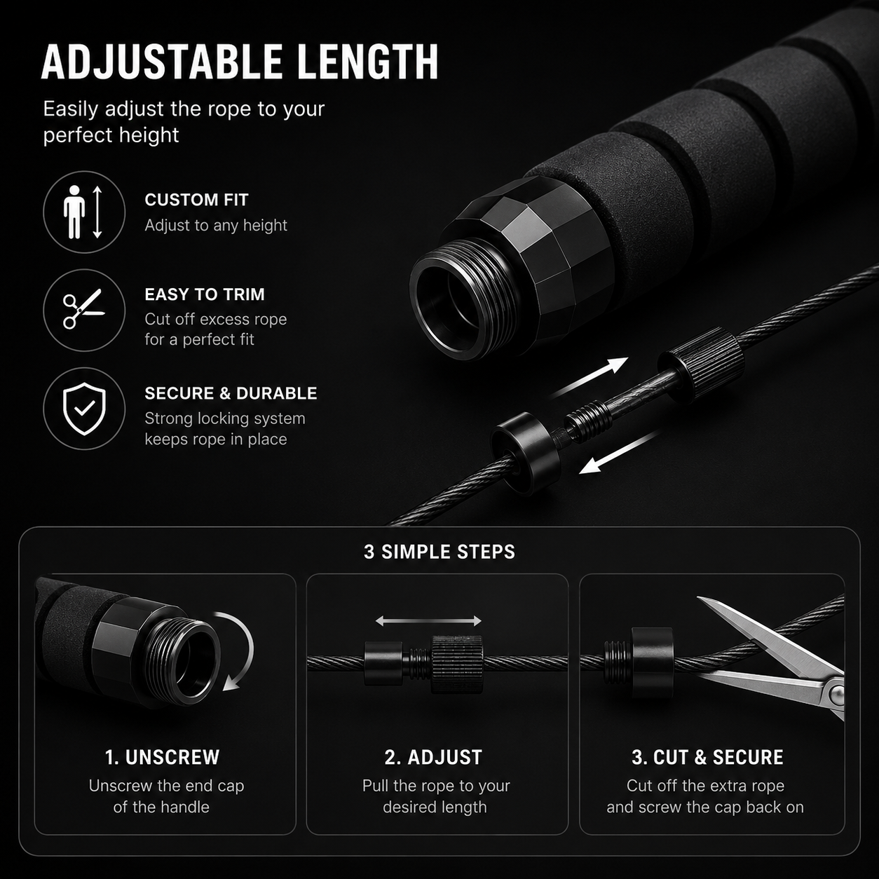 4RM Adjustable Speed Jump Rope | Full Body Workout and Great for Weight Loss