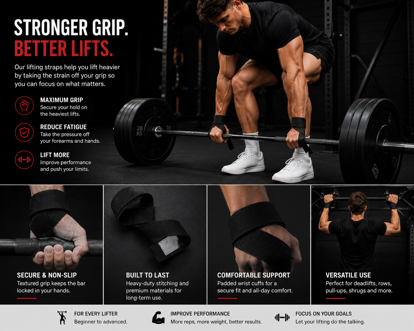 4RM Heavy Duty Lifting Straps